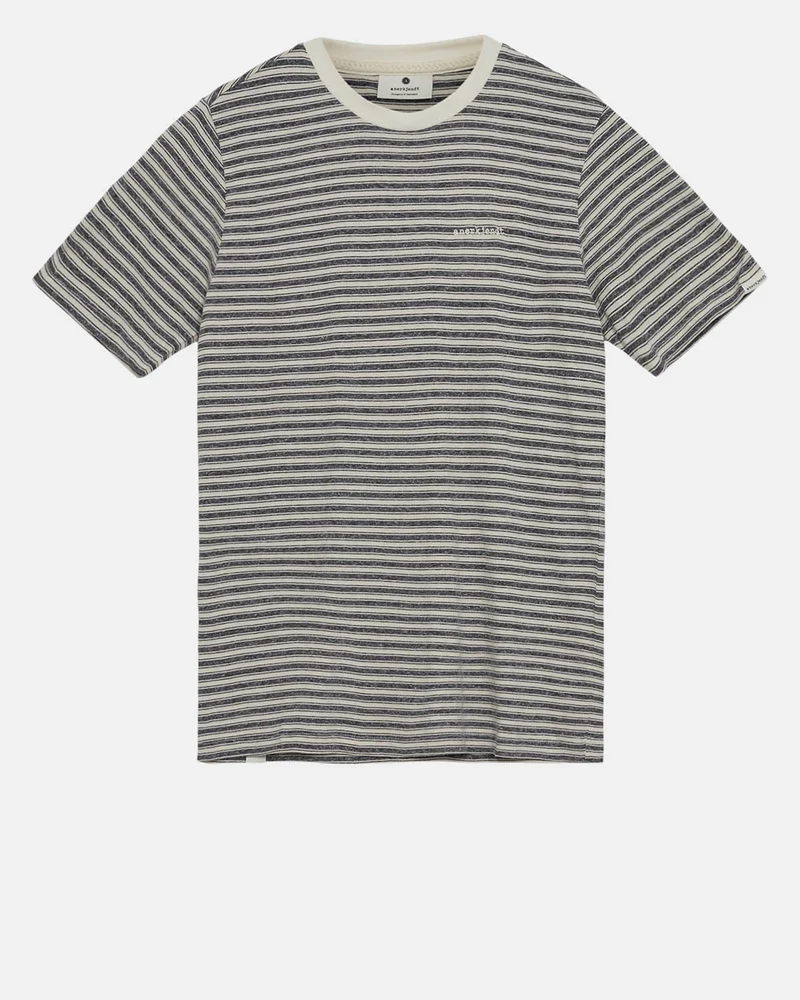 Anerkjendt akrod s/s cot/linen stripe tee sky captain