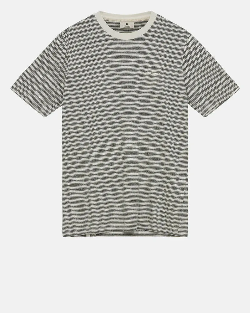 Anerkjendt akrod s/s cot/linen stripe tee olivine