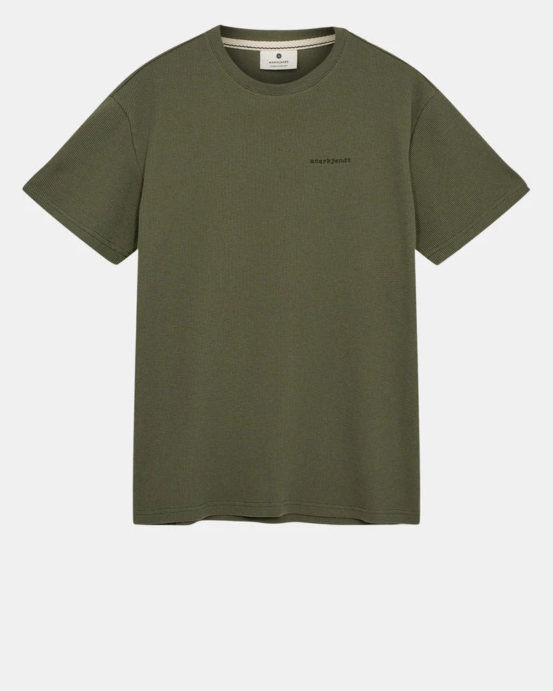 Anerkjendt akkikki s/s waffle tee olivine