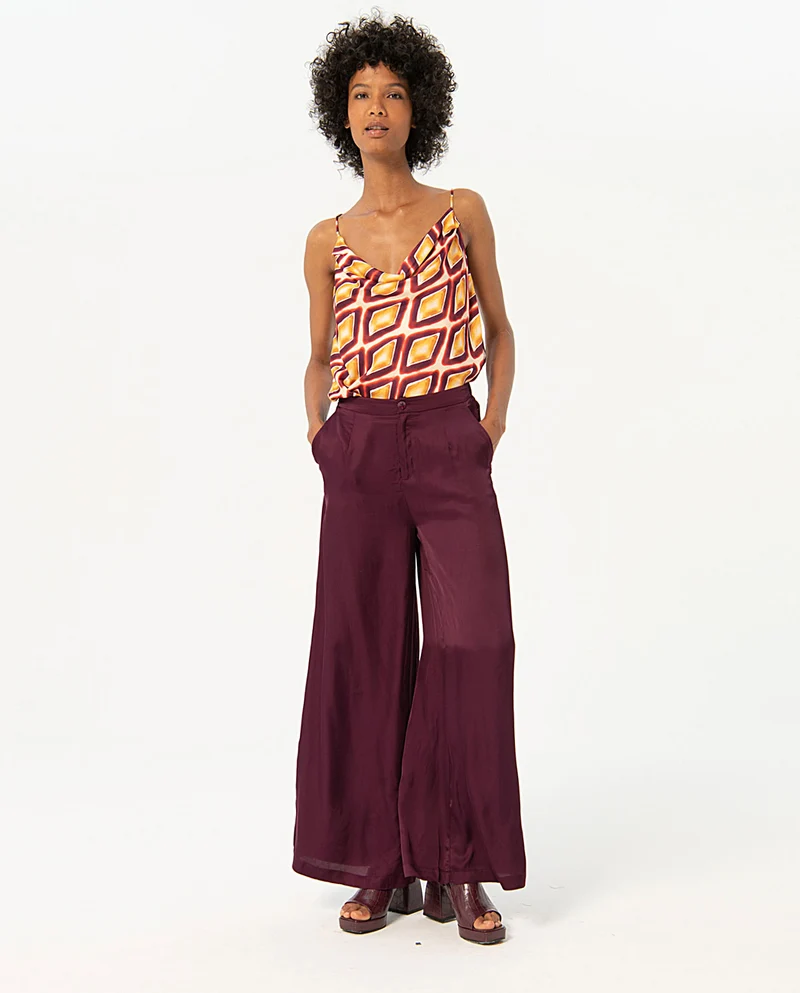 Surkana wide long trousers maroon