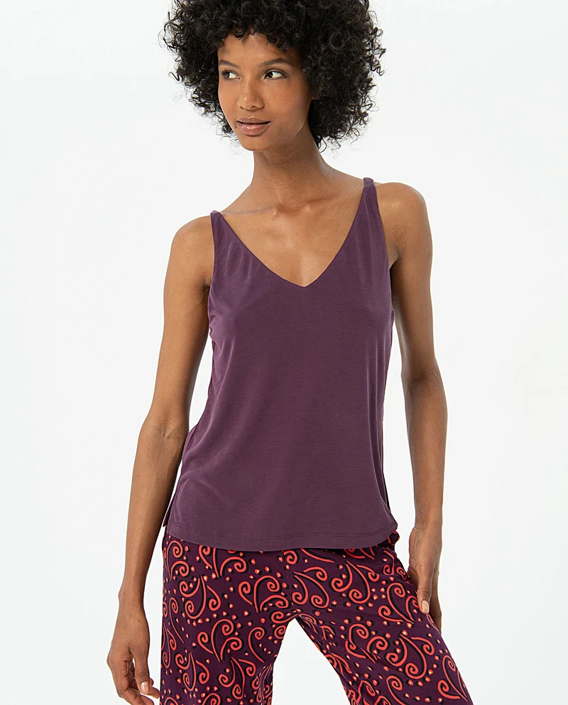 Surkana strappy V-neck top maroon