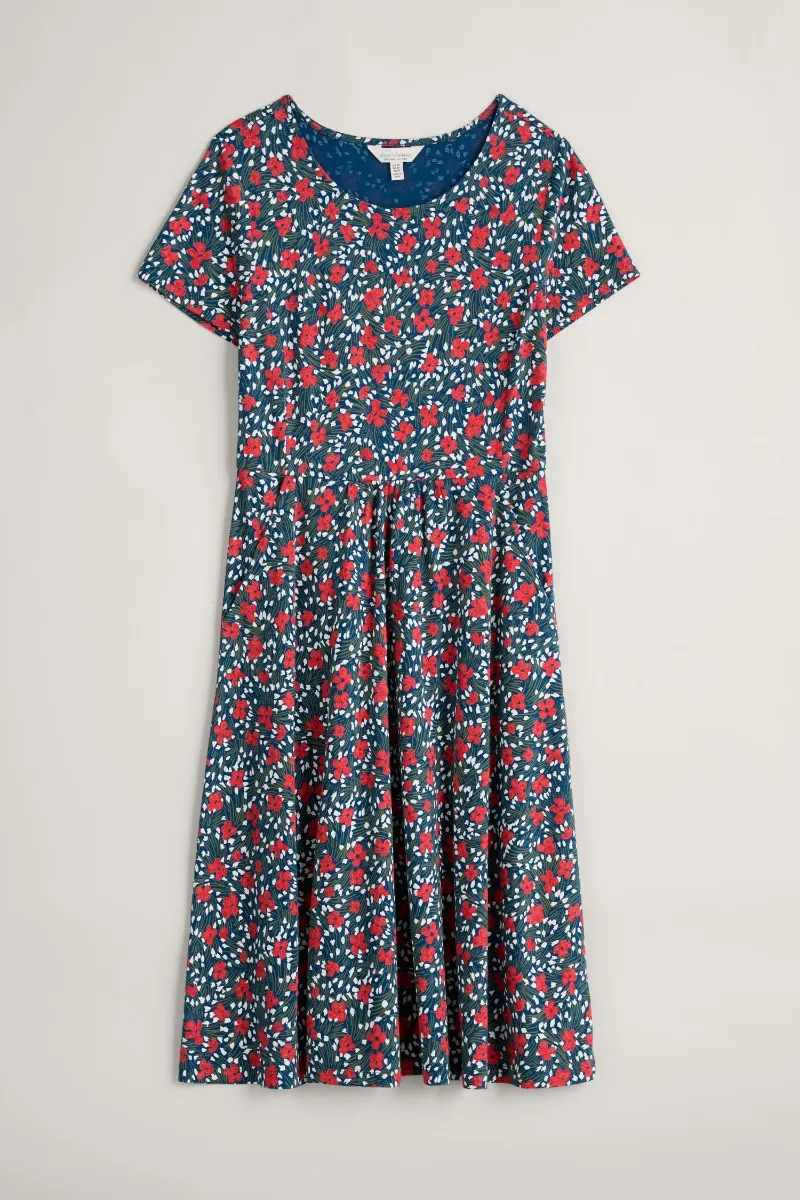 Seasalt Cornwall April dress regular reed flower raincloud