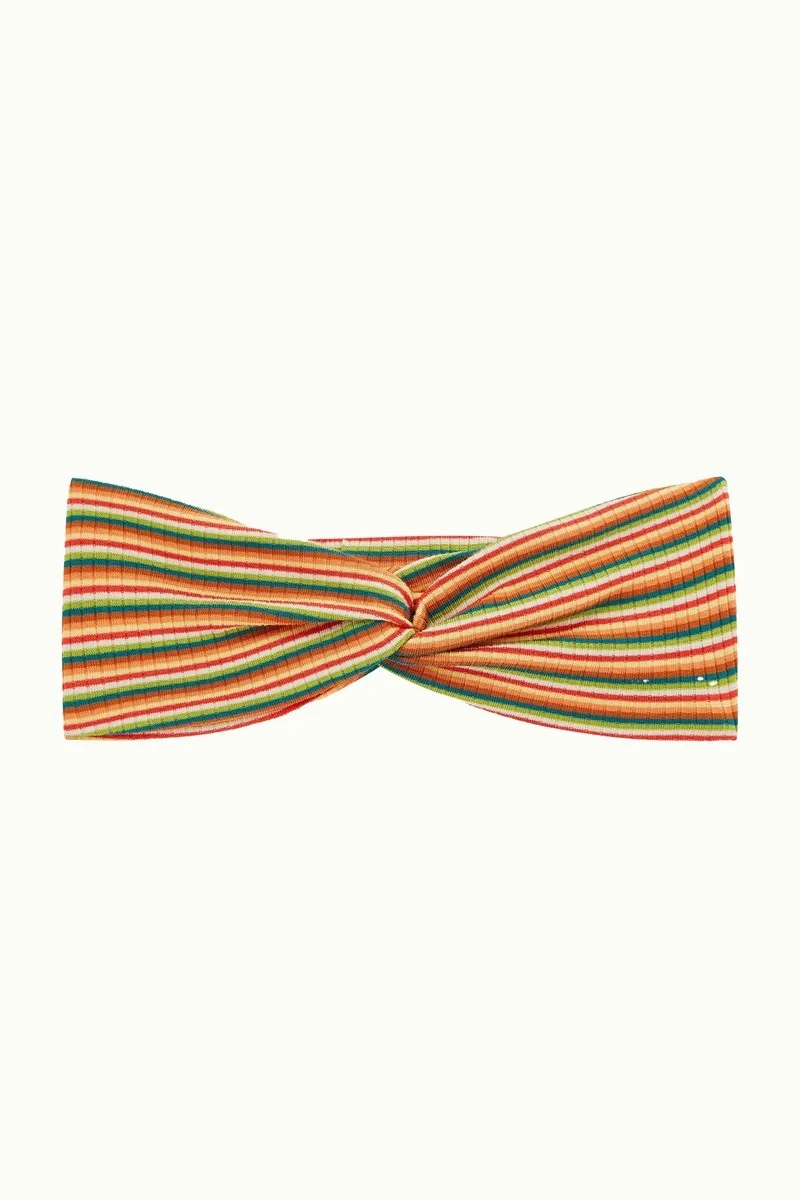 King Louie twist hairband boxy stripe ponderosa green