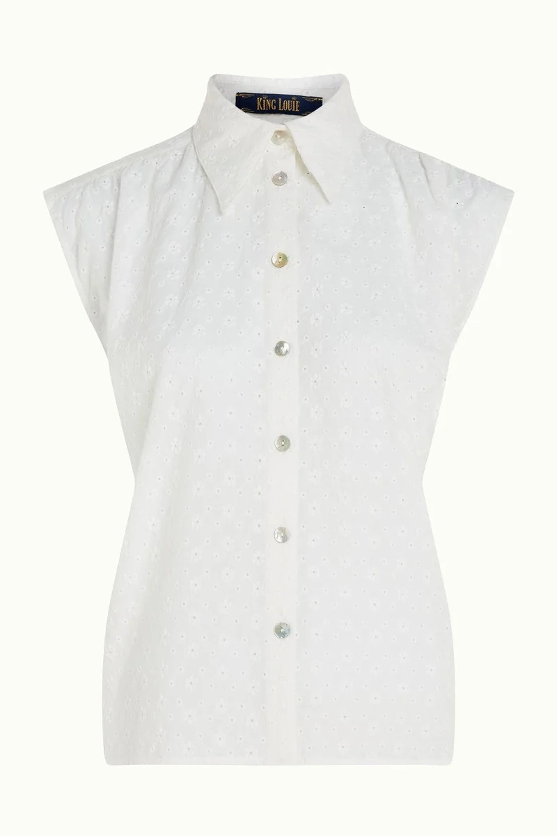 King Louie Remi blouse rosa broderie anglaise white