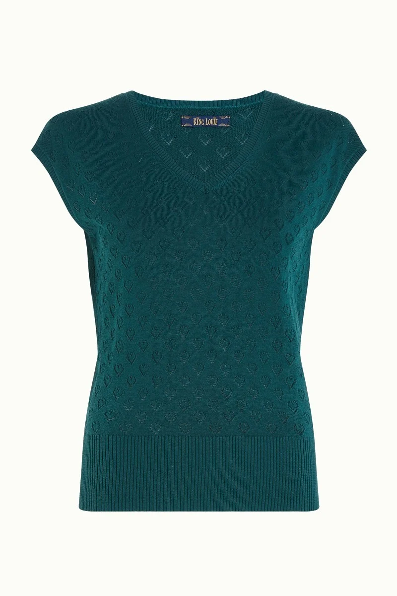 King Louie deep V top heart ajour dragonfly green