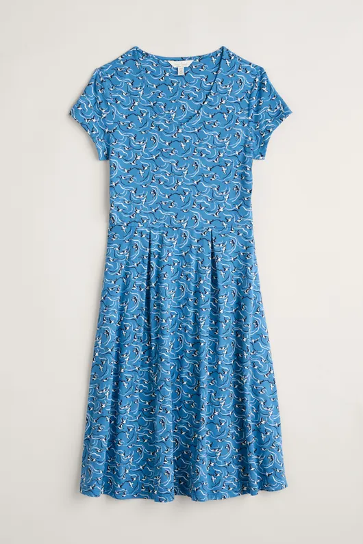 Seasalt Cornwall pier view dress regular river birds sailboats