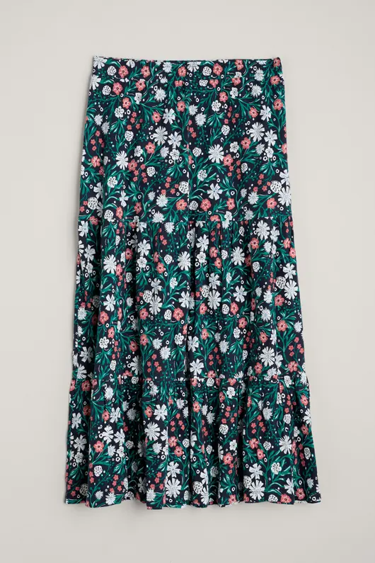Seasalt Cornwall line strokes skirt regular creekside floral maritime