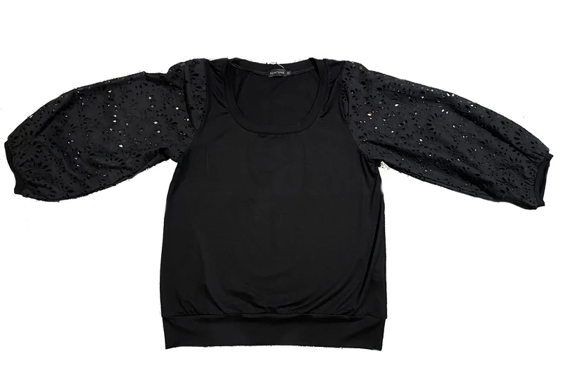 IchJane T-shirt DollyIJ embroidery sleeves black