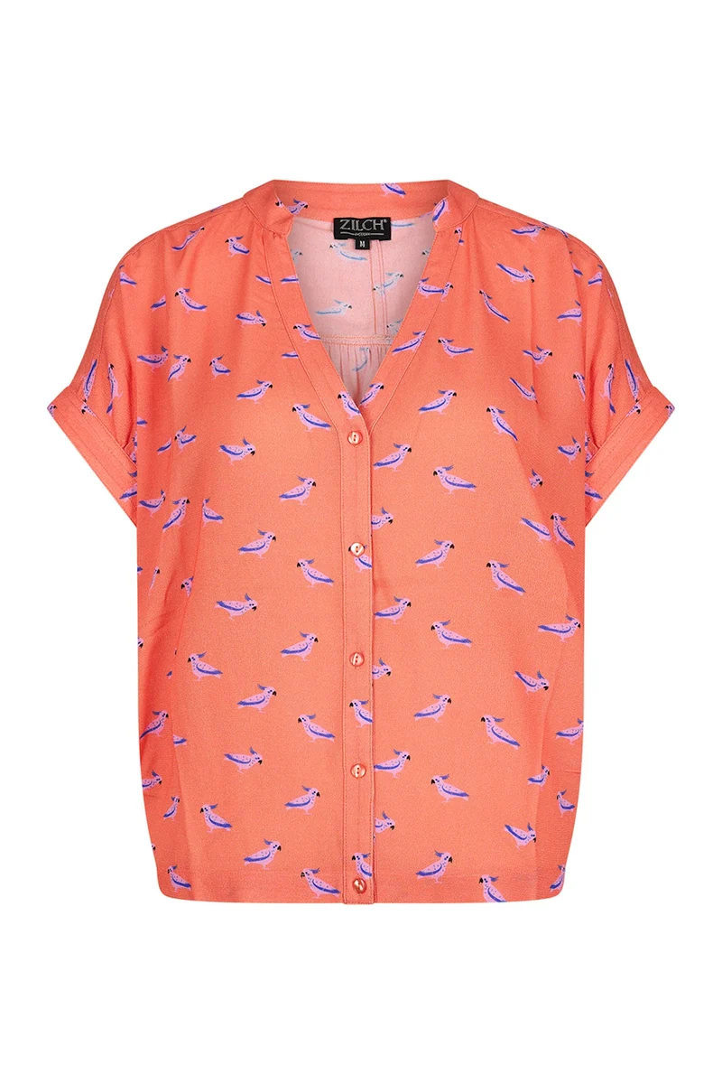 Zilch blouse wide parrot coral