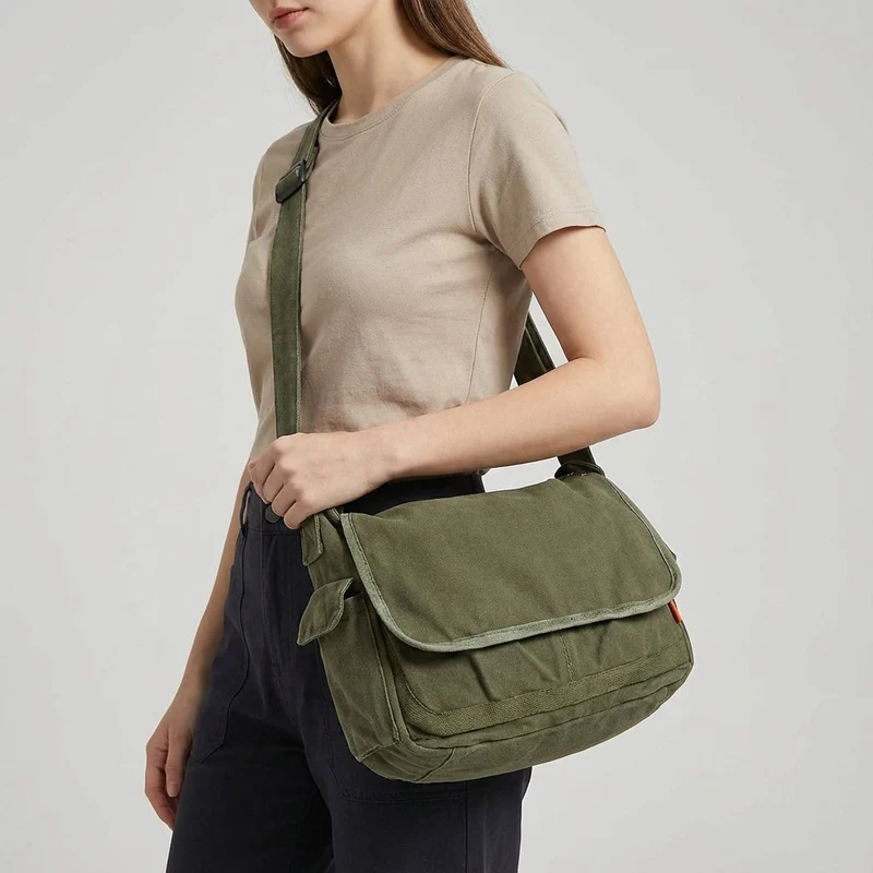 Unisex Vintage Canvas Schoudertas - Duurzaam & Ruim