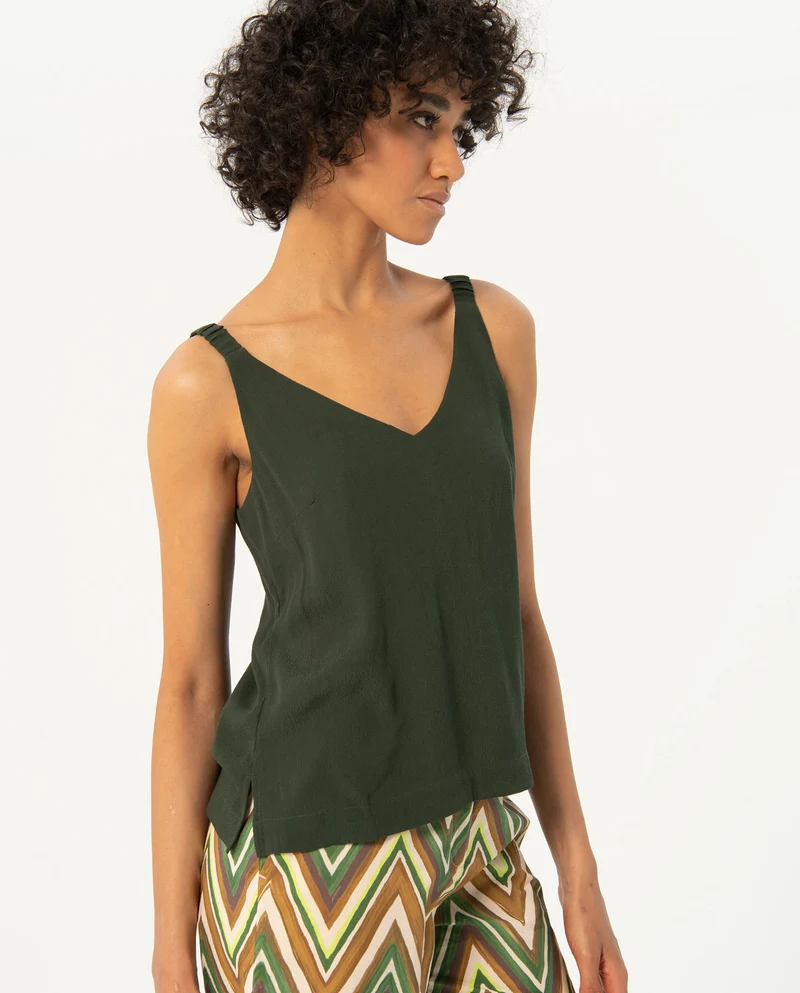 Surkana strapless top V-neckline khaki