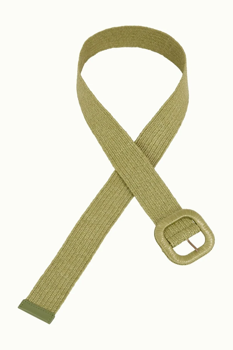 King Louie raffia belt matcha green