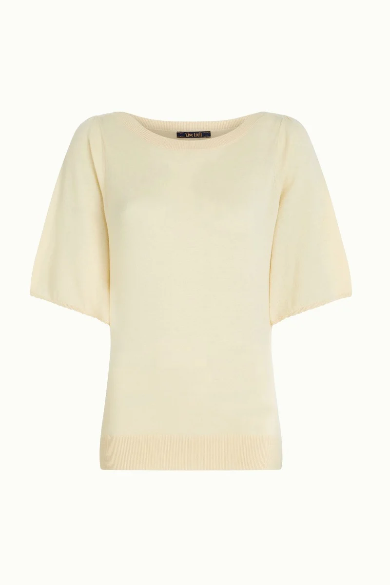 King Louie Ivy top wide sleeve club cream