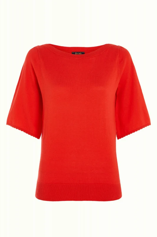 King Louie Ivy top wide sleeve club fiery red
