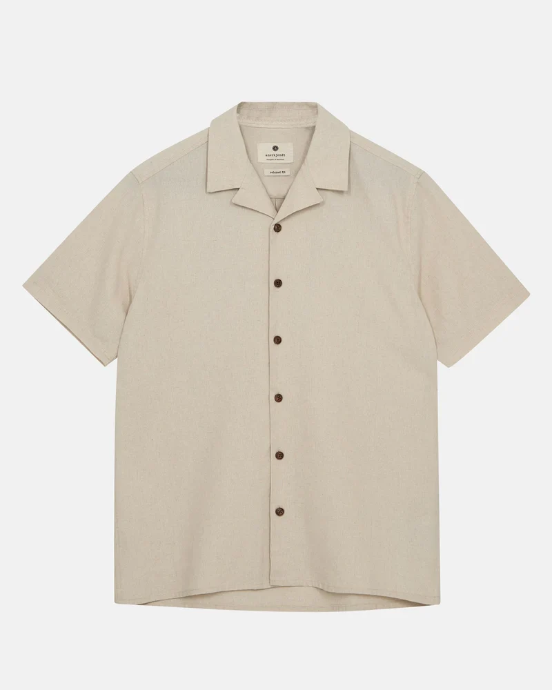 Anerkjendt akleo s/s cot/linen shirt brown rice