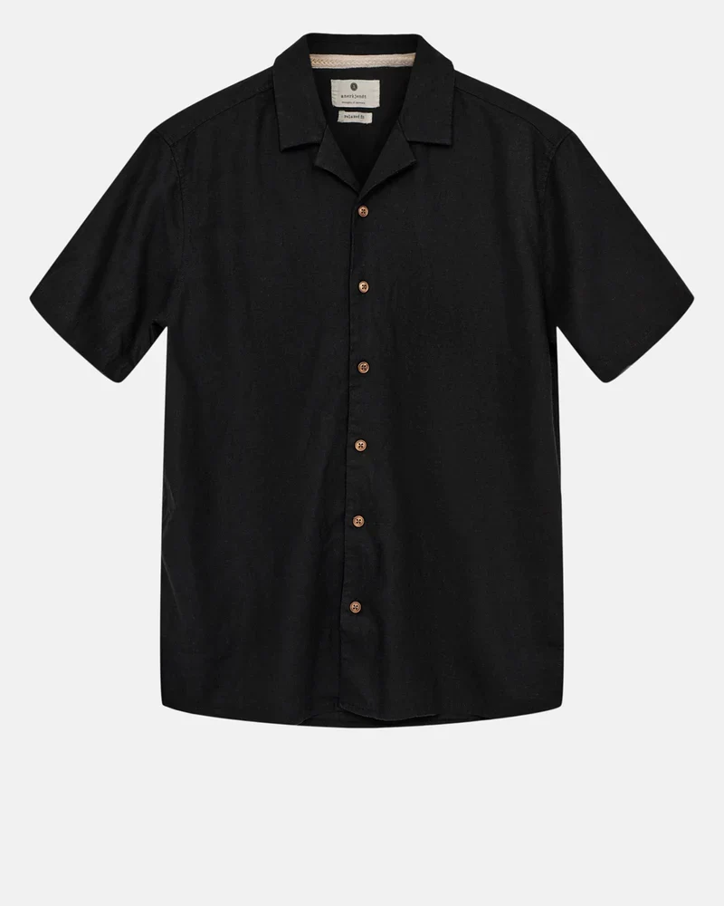 Anerkjendt akleo s/s cot/linen shirt caviar
