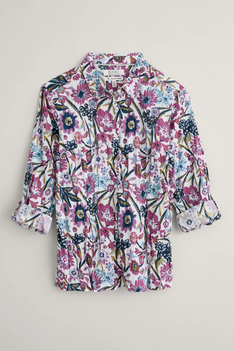 Seasalt Cornwall Larissa shirt floral terrain chalk