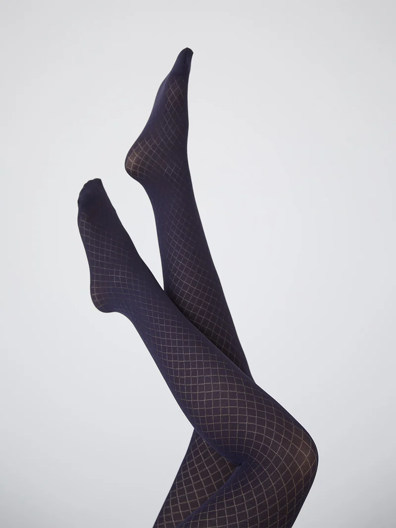 Panty met ruitpatroon | Nice Things small diamond tights navy