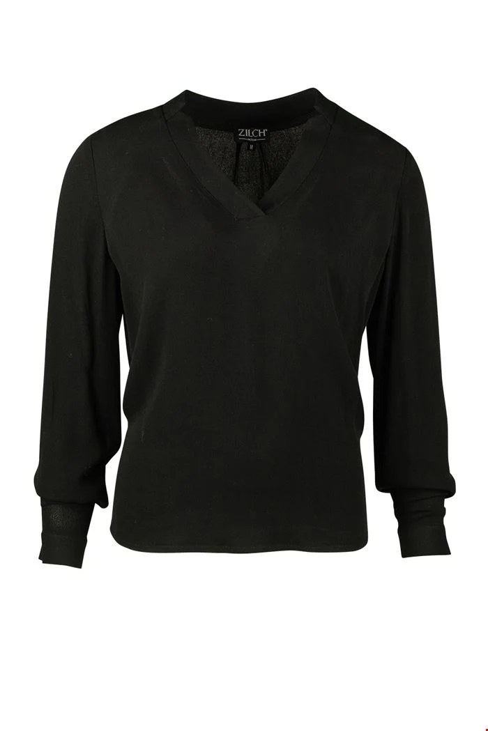 Zwarte top van rayon | Zilch top v-neck black