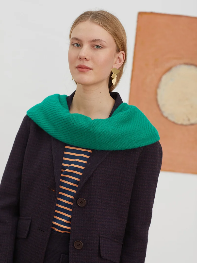 Groene sjaal van acryl | Nice Things frayed terminations scarf shiny green