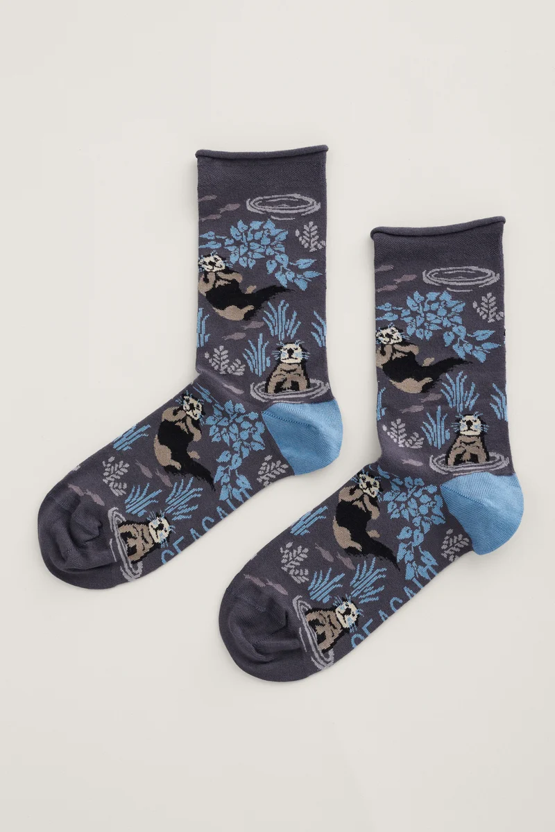 Seasalt Cornwall women's bamboo arty socks water mint coal