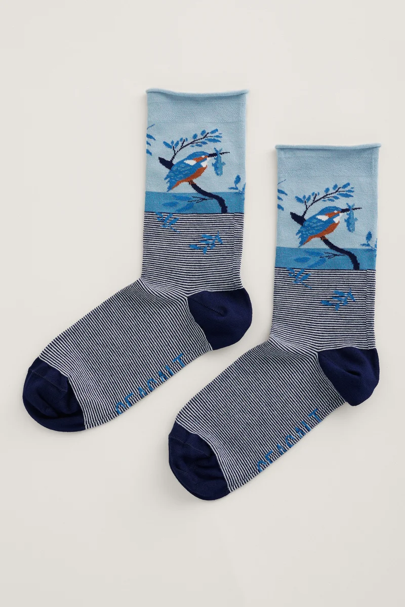 Seasalt Cornwall women's bamboo arty socks salt marsh maritime
