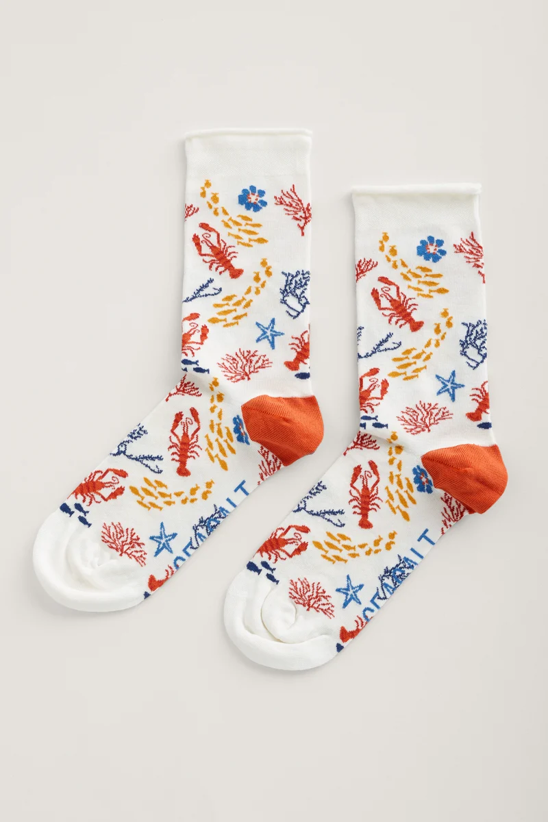 Seasalt Cornwall women's bamboo arty socks sea cloud chalk