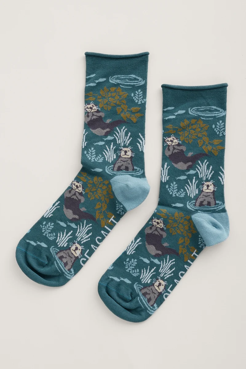 Seasalt Cornwall women's bamboo arty socks water mint seaway
