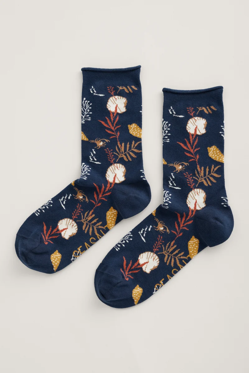 Seasalt Cornwall women's arty socks sea holly maritime