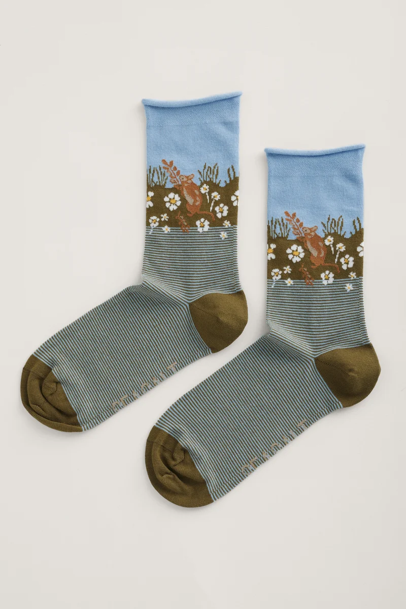 Seasalt Cornwall womens arty socks dorymouse sage