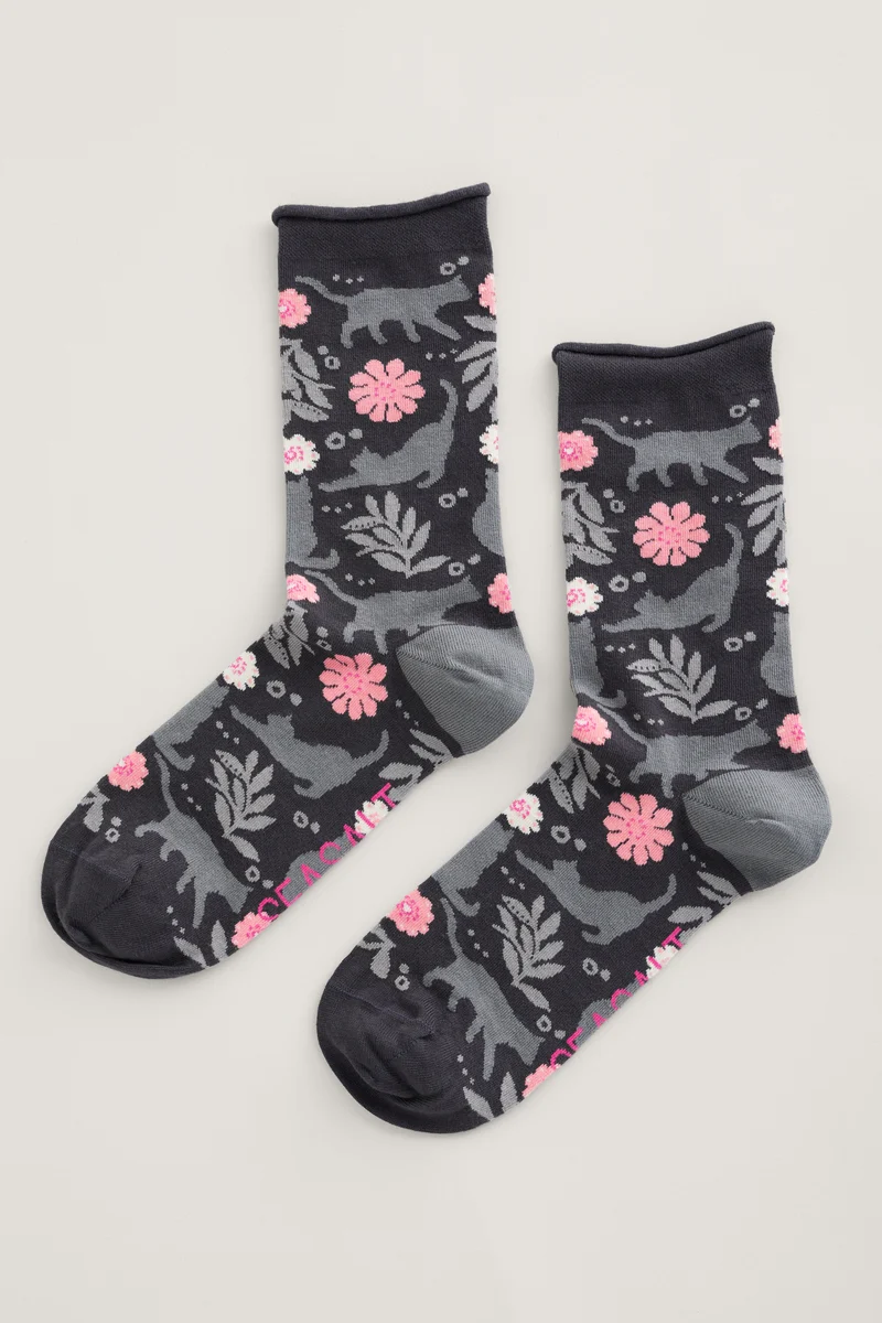 Seasalt Cornwall women's bamboo arty socks campanula nickel