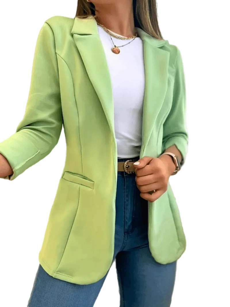 Blazer Dames met Revers en Lange Mouwen voor Kantoor en Casual Gebruik