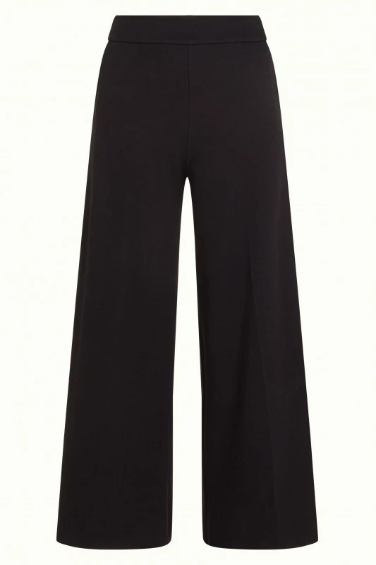King Louie border palazzo cropped pants milano crepe black