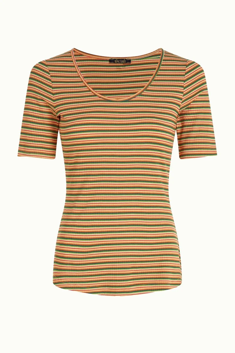 King Louie Carice top boxy stripe ponderosa green