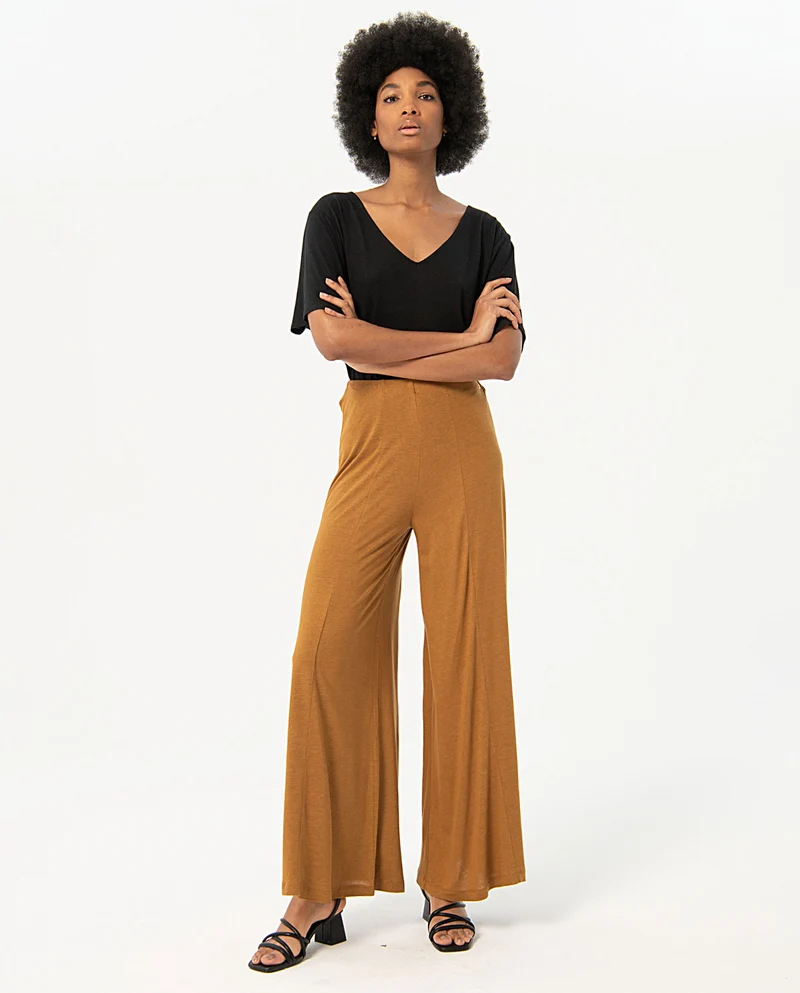 Surkana long palazzo trousers camel