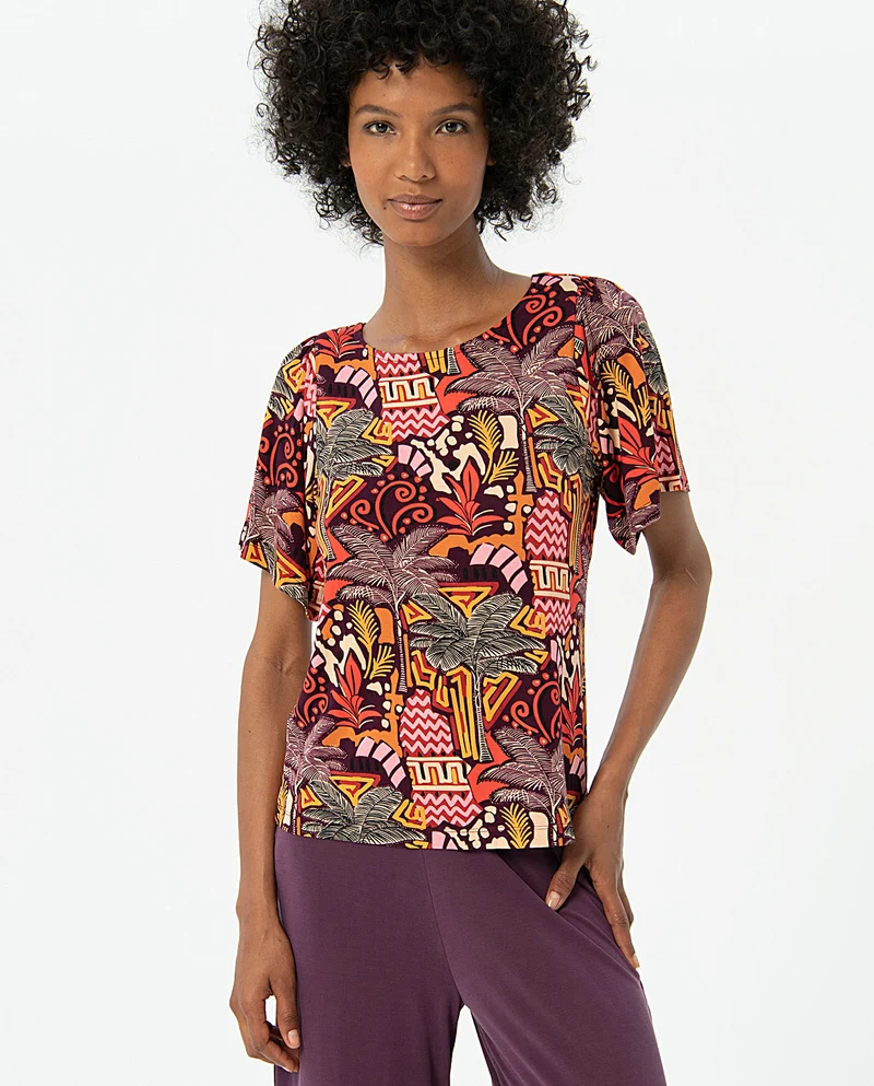 Surkana wide t-shirt with flared short sleeves multi
