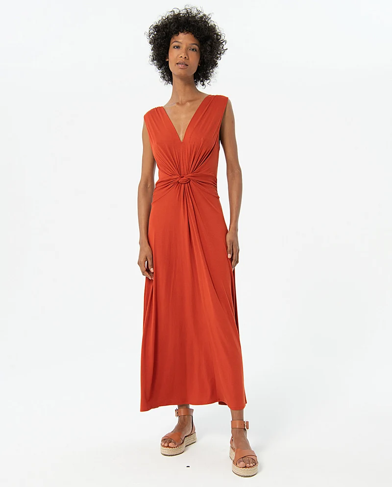 Surkana long dress with gathered knot in front tile