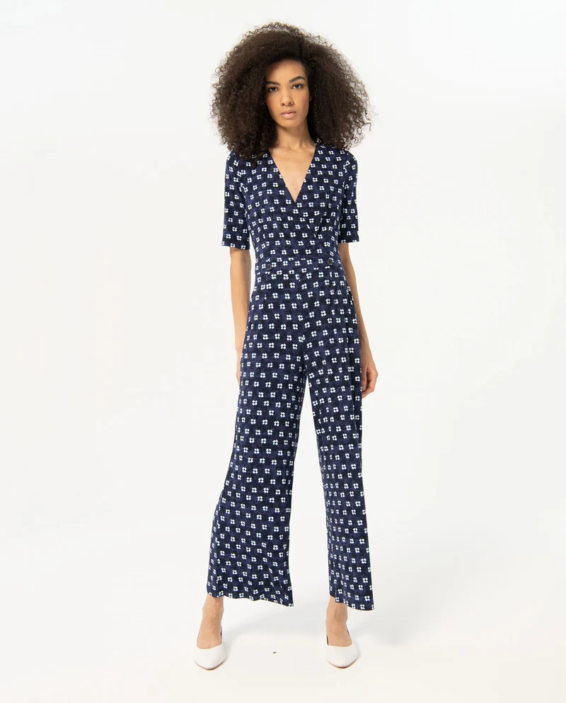 Surkana crossover neckline jumpsuit navy blue