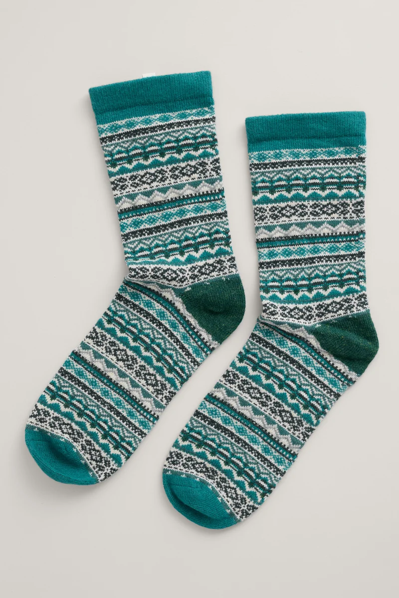 Seasalt Cornwall Fair Isle Socks Water Avens seaway