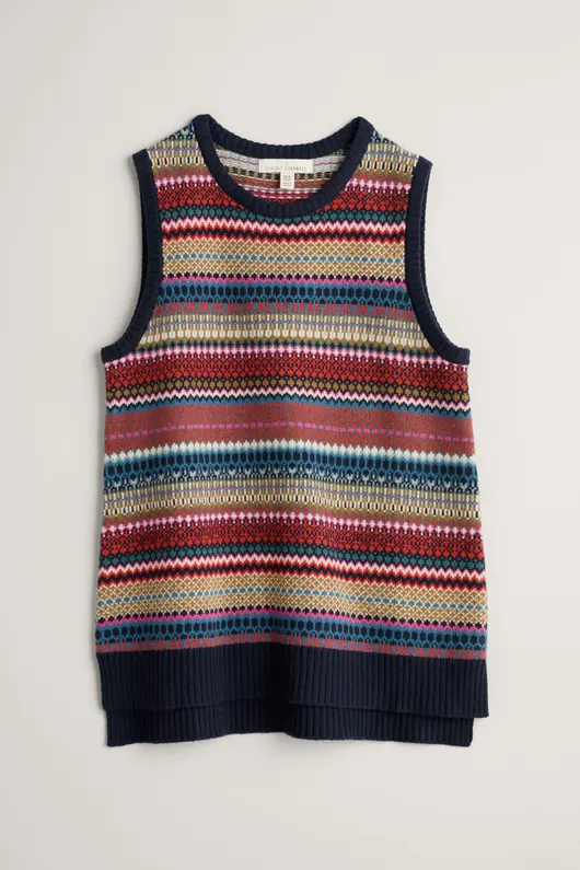 Seasalt Cornwall coupling vest fairisle Weaving Needle Multi
