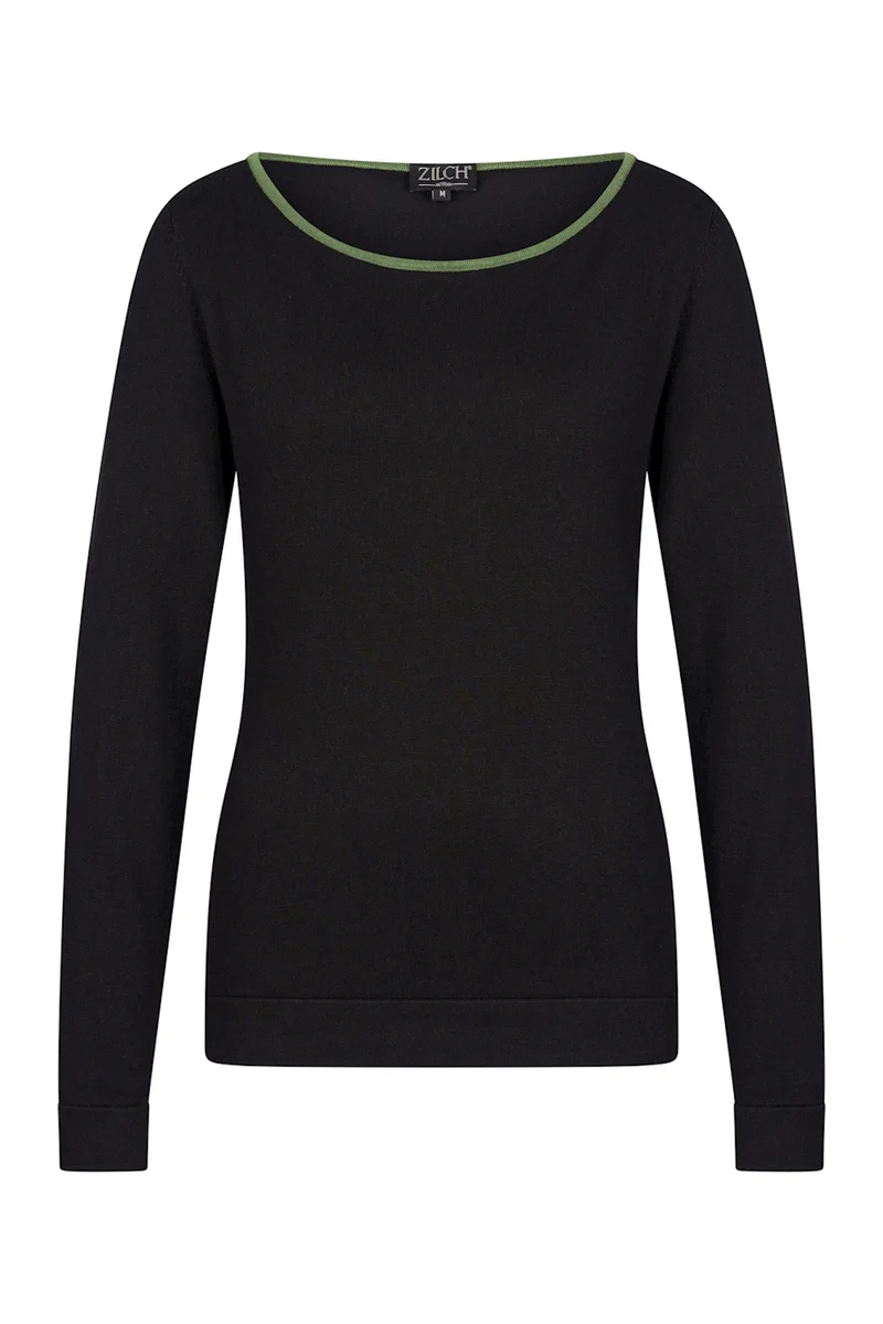 Zilch Sweater Boat neck two tone black