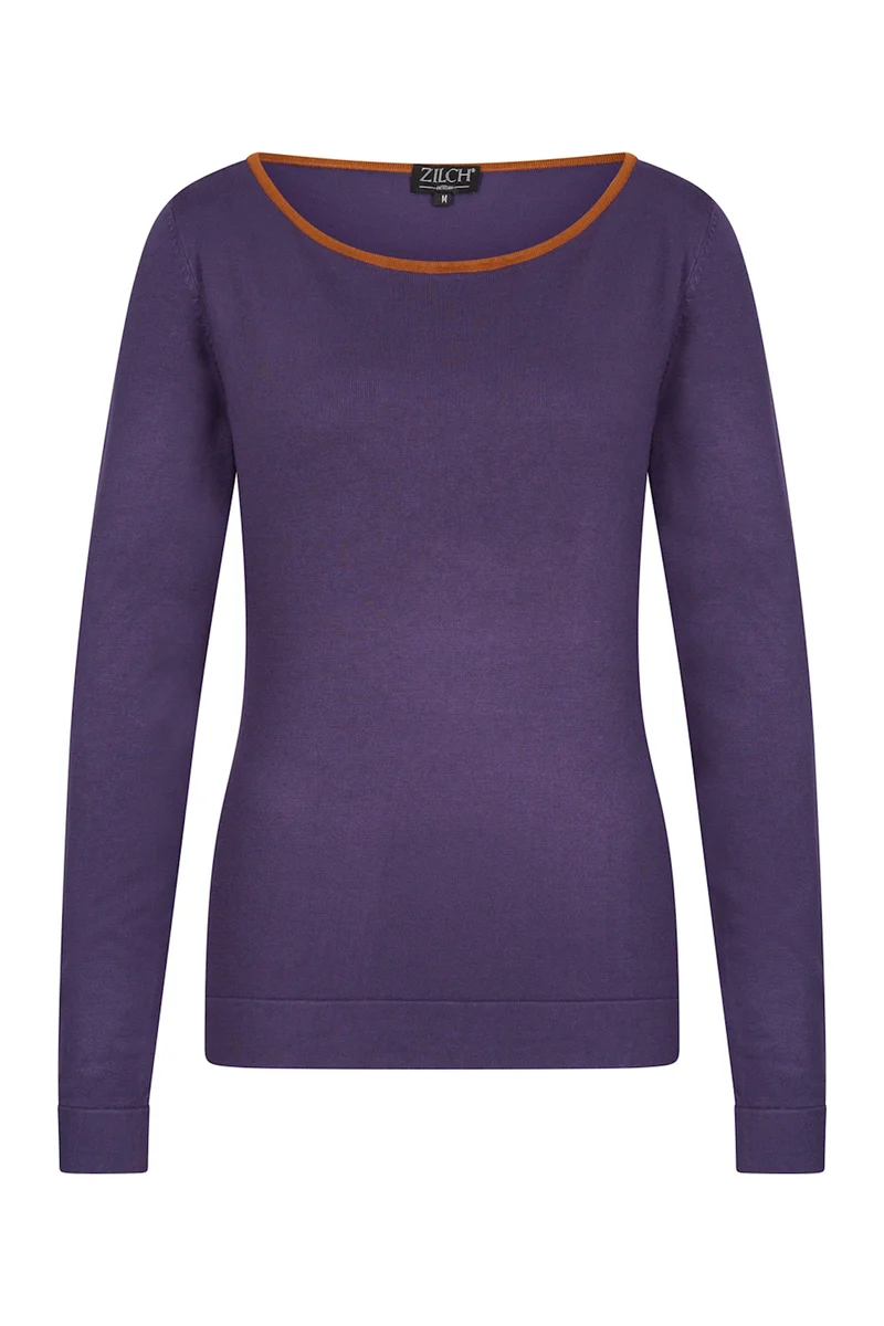 Zilch sweater boat neck two tone plum