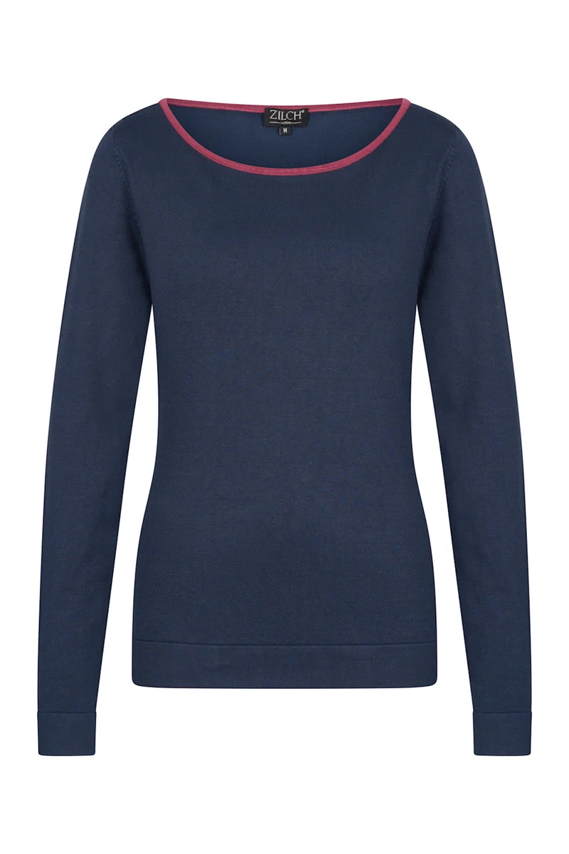 Zilch sweater boat neck two tone navy