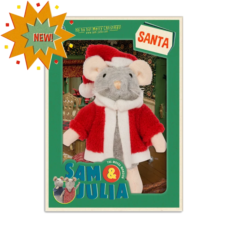 Het Muizenhuis knuffelmuis de kerstman