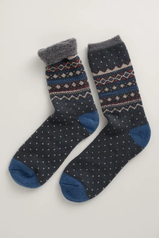 Seasalt Cornwall men's cabin socks trevelloe inkwell