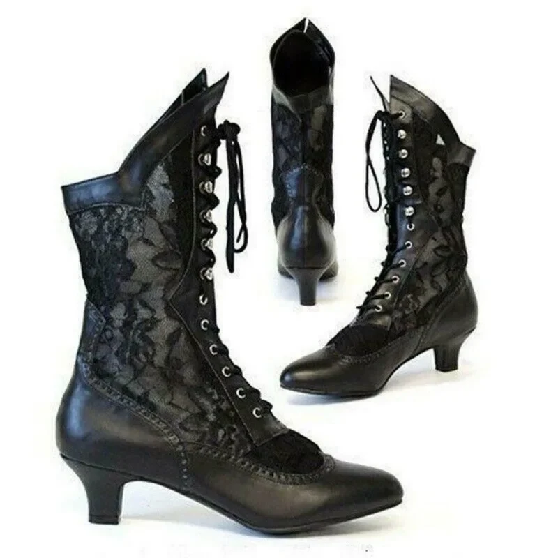 Dames Enkellaarsjes Vintage Met Hak