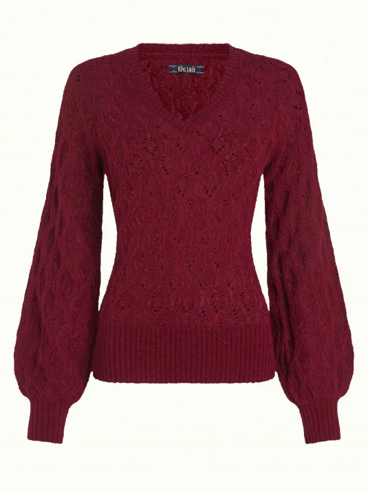 King Louie V-neck borgo cabernet red