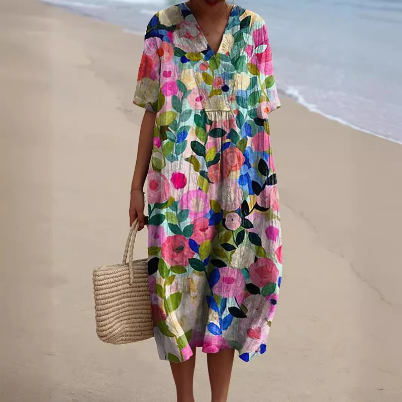 Hannah - Kleurrijke Zomerjurk Met Bloemen