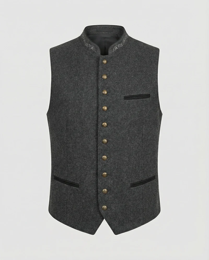 Heidi-Mode - Elegante Heren Trachtenvest Grijs Traditioneel