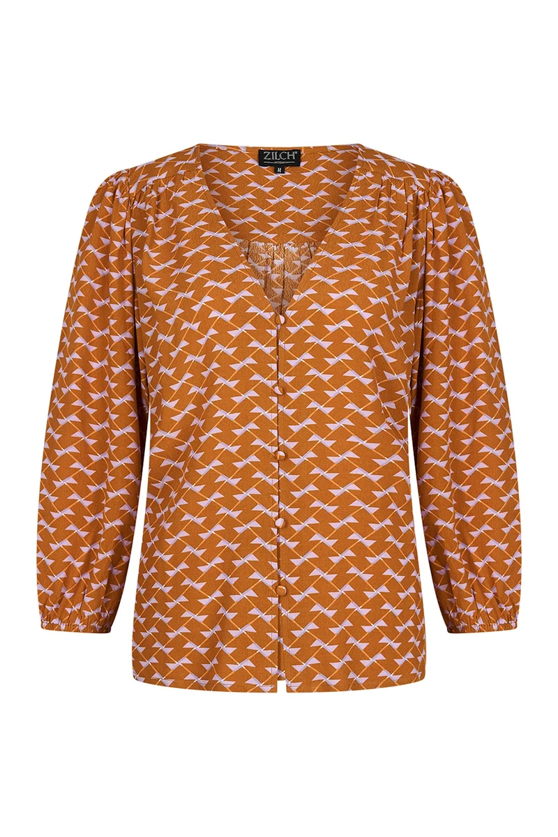 Zilch blouse V neck rectangle rust